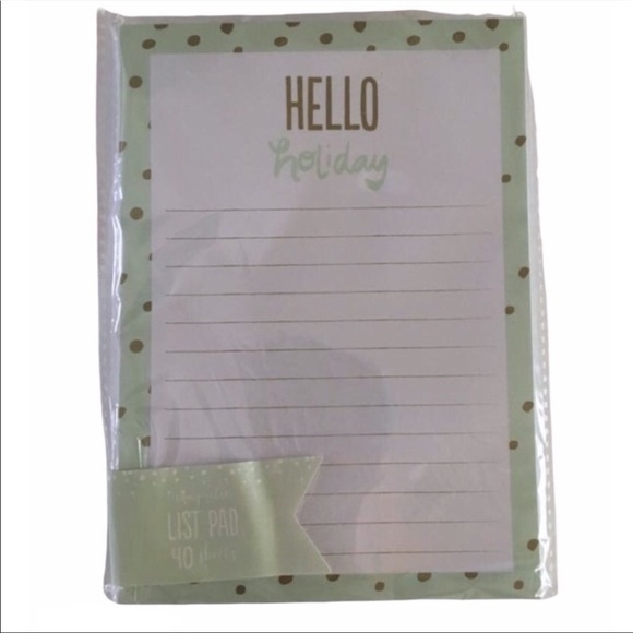 Christmas Dot Hello Holiday Stationery List Pad Page Flags Sticky Note Mint Gold - Picture 3 of 4